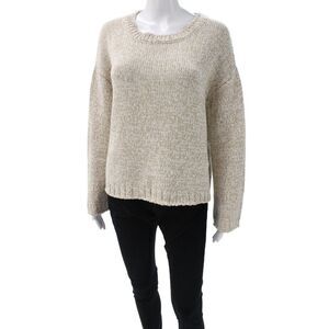 Massimo Alba Women Beige Cotton Pullover Long Sleeve Round Neck Size XS